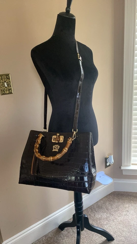 Bolso de Mano Bandolera Pratesi Firenze Cuero Marrón/Coñac, Hecho en Italia Foto 2 de 4