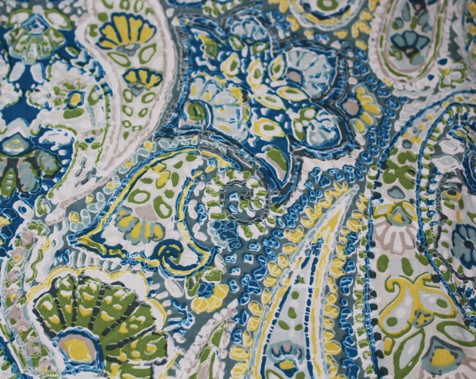 Pottery Barn Floral Paisley 18 x 108” Table Runner Blue Green Yellow Cotton - Image 2 of 4