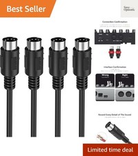 MIDI Cable, 2-Pack 3-Feet Male to Male 5-Pin MIDI Cable Compatible with MIDI ...