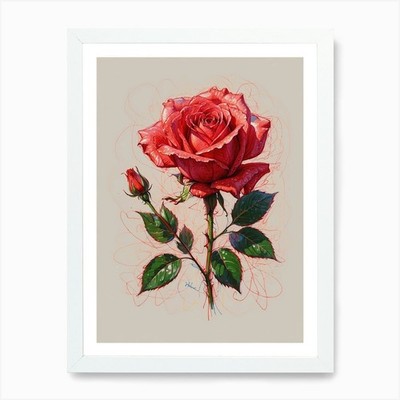 Red Rose Art Print Framed Wall Art Poster Canvas Print Picture