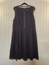 Tommy Hilfiger Navy Blue Floral Lace Fit and Flare Dress Sleeveless Womens 14