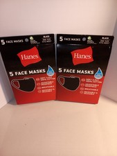 10 Pack Hanes Face Masks - Black Cotton Reusable Cover Face mask Cloth Facemask