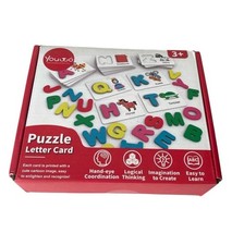 Alphabet Flash Cards Wooden Letter Puzzle Learning Matching Game