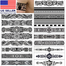Arm Band Temporary Tattoo - 18 Pack Super Long Size, Realistic  Boho Polynesian