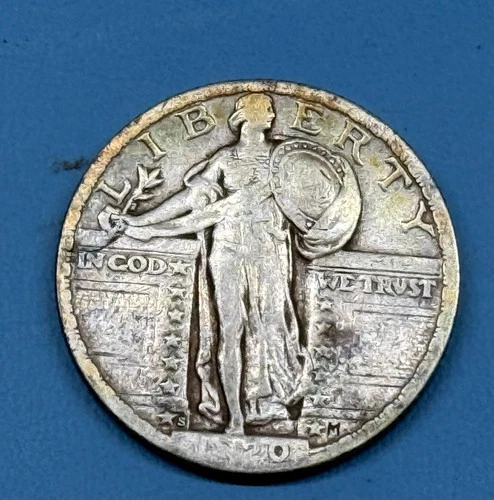 1920 S 25C Standing Liberty Quarter, 90% Silver