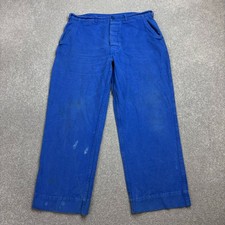 VINTAGE French Trousers Adult 31x26 Blue Workwear Chore Distressed Utility Mens