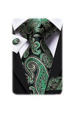 Men 63inches Tie Set Extra Long Necktie Paisley Tie Pocket Suqare Cufflinks B...