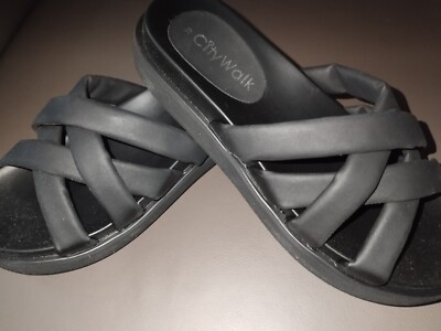 City Walk Pantoletten 39 Schwarz Damen Sommer Schuhe Slipper Neu