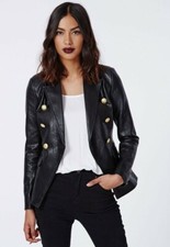 Military Blazer Missguided in Schwarz, Kunstleder