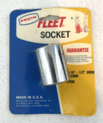 Vintage~Proto Fleet Socket~Size 15/16''~C1630~1/2'' Drive~Made In USA~12 Point~NOS
