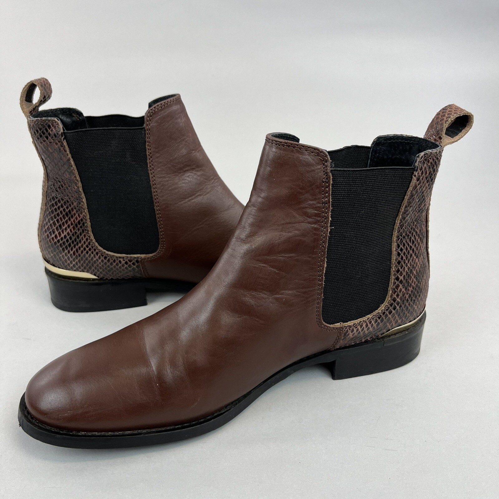 Office London Chelsea Brown Ankle Pull On Office Work Dress Boots Size