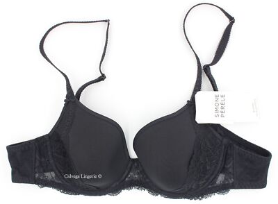 NWT SIMONE PERELE 12H315 Promesse'' 3D Spacer Foam Convertible Lace Bra Black 34B