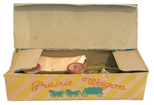 Vintage Toy Prairie Wagon w/ Wood Horses in Original Box Circa 1960's Japan