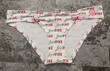 NWT VICTORIA'S SECRET PINK M RED LOGO RUCHED VINTAGE RARE CHEEKY BIKINI PANTIES