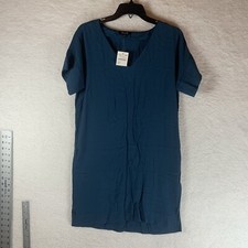 Madewell Women's Shift Dress Size XS Blue Hematite V-Neck Short Sleeves NWT 6002