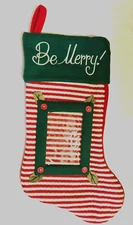 Santa's Best Christmas Stocking Be Merry with Photo Holder 3x5  Christmas Eve