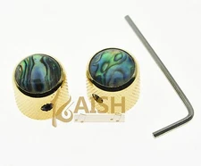 2 Pcs Abalone Top Gold Guitar Dome Knobs for Tele Telecaster Bass Knob