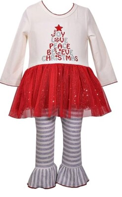 Bonnie Baby Baby Girls Appliqued Tutu Skirt Dress and Legging Set