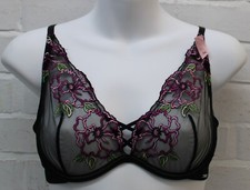 Image of Ex Boux Avenue Ladies Black Estelle Embroidered Plunge Bra - Size 34C
