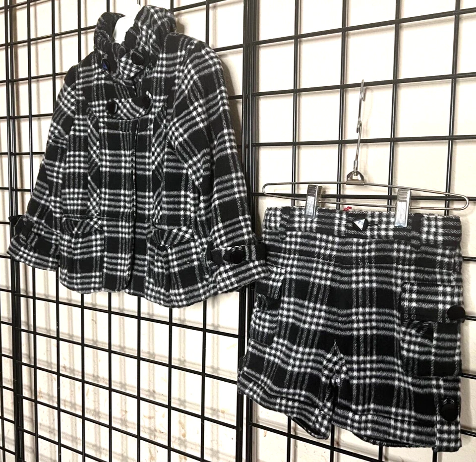 NEW NWT 2PC Black/White Plaid Darling Jacket/Short SET-Mini Treasure Kids 5/6Y - Image 3 of 4