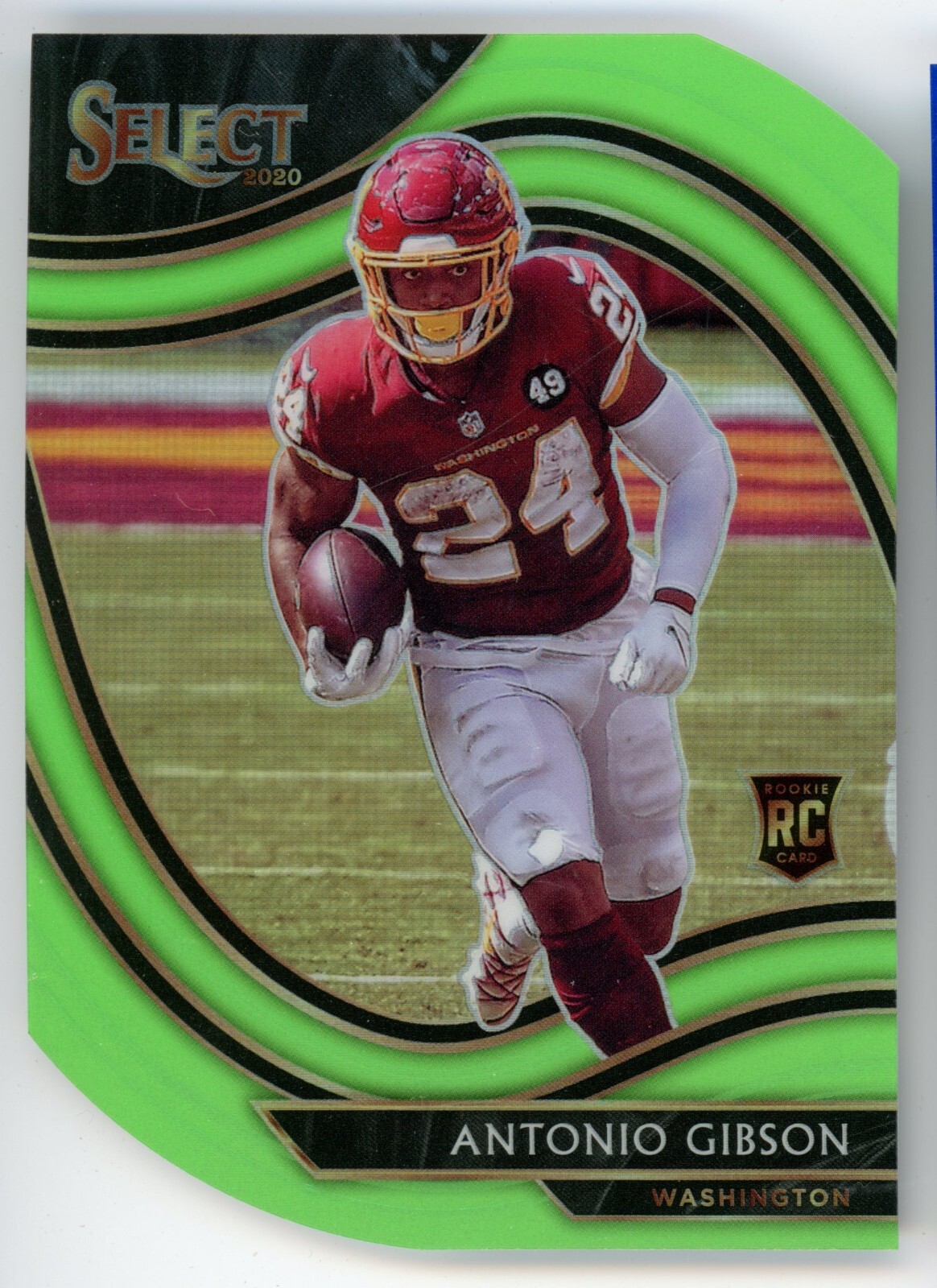 2020 Panini Select Antonio Gibson RC Neon Green Prizm Die Cut Field Level #372