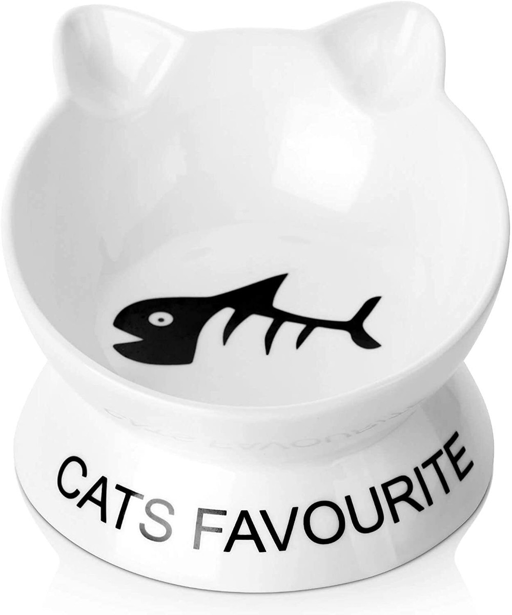 Cat Bowls High Elevated Raised Stand Pet Food Anti Vomiting Tilted Water