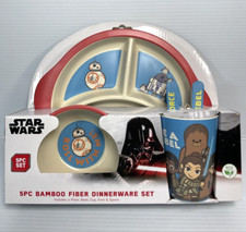 Disney Star Wars Be A Rebel Bamboo Fiber Kids Dinnerware Roll w/ Me 5pc Gift Set