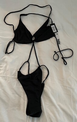NWT Forplay String Bikini Set Beach Swim. Black. S. Brand new with tags.