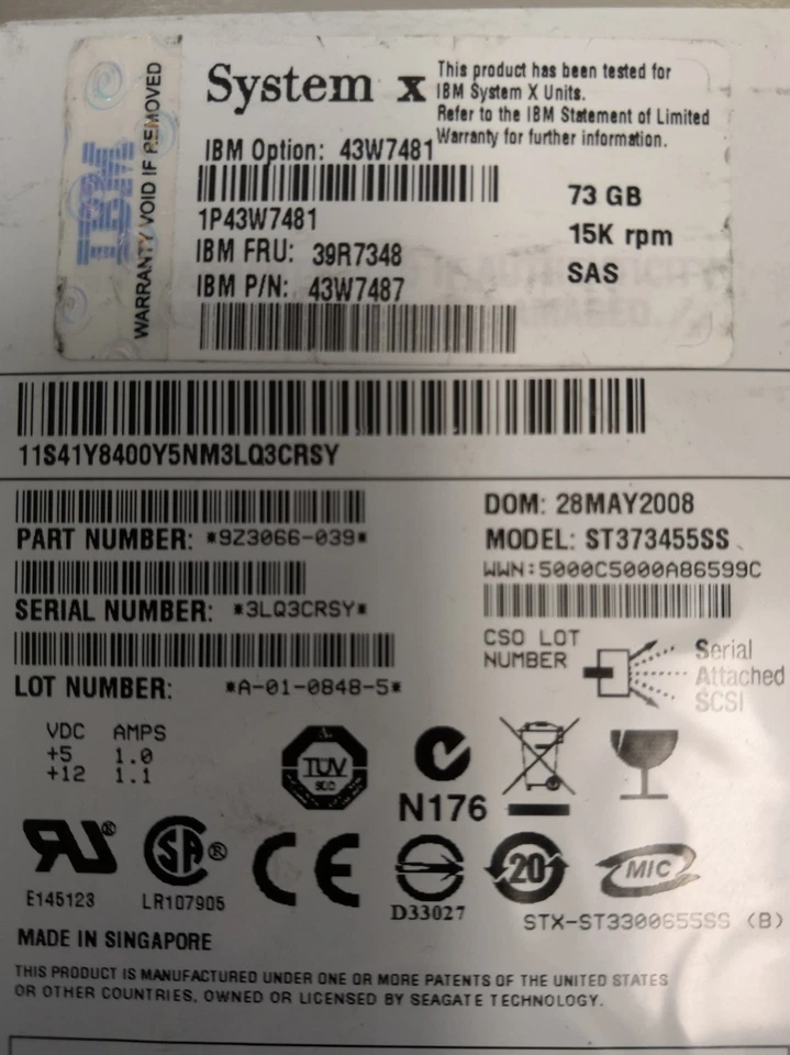 - 2x  IBM 3.5" 73GB 15K SAS HARD DRIVE W/TRAY 39R7348  @@@ - Image 3 of 4