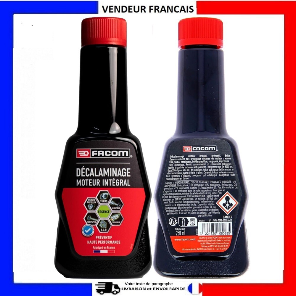 Traitement Moteur Essence FACOM 250ml Décalaminage Efficace Contrôle Technique