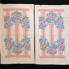2 Vintage/New Dundee Pale Pink Floral Bath Towels USA Made Cotton Blend