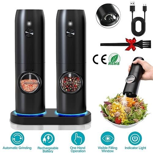Set Macina Sale e Pepe Elettrico Automatico con Base di Ricarica e Luce LED - Foto 3 di 10