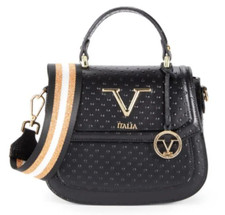 V Italia Versace 1969 Leather Crossbody Handbag Made In Italy Black Msrp $1399
