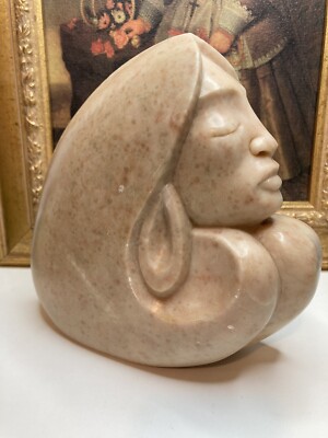 Native American Women Carved Alabaster Sculpture J.Kinder Hollis 92