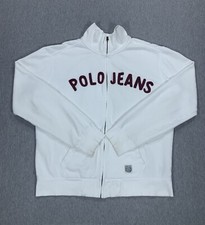 Ralph Lauren Polo Jeans Spellout Vintage Full Zip White Sweatshirt Y2K Men's L