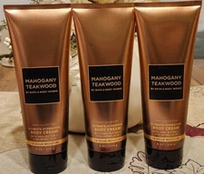 Bath & Body  Works MAHOGANY TEAKWOOD Body Cream  Men's Collection  8 oz.Lot of 3