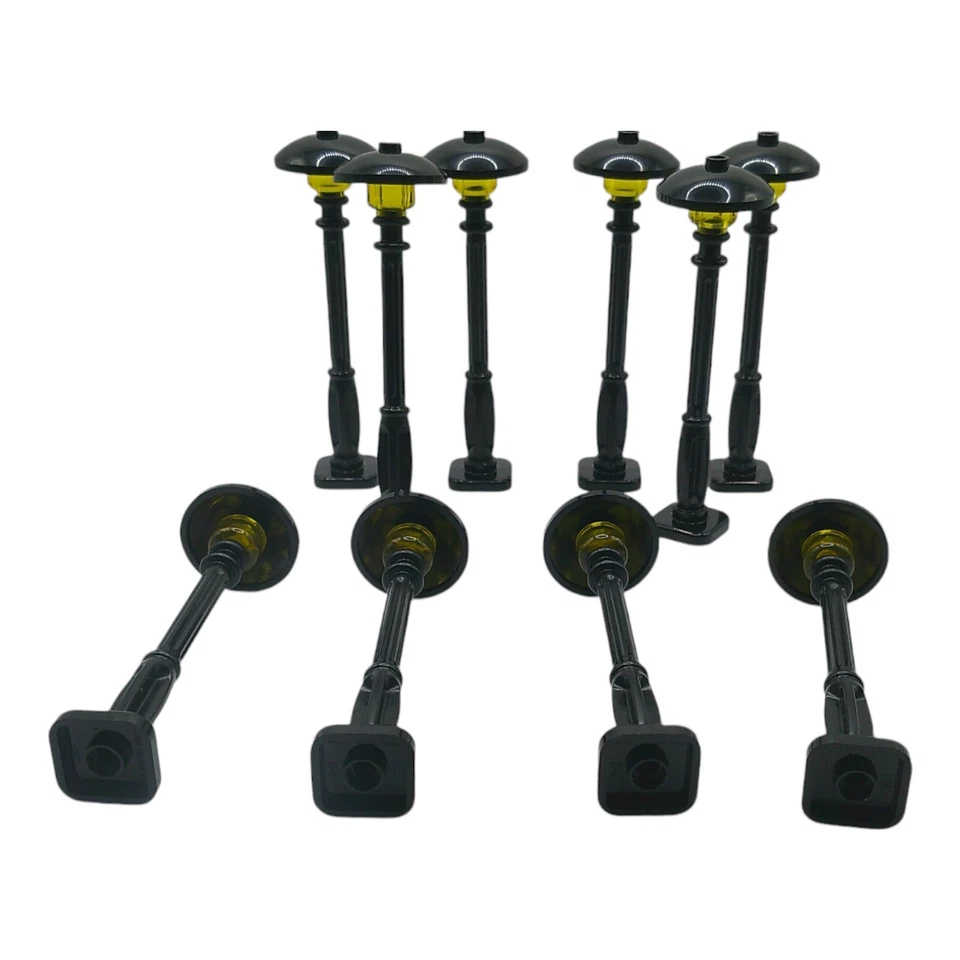 10X LEGO® Zubehör "Laternen schwarz mit gelber Lampe" Straßenlaterne Leuchte - Bild 3 von 4