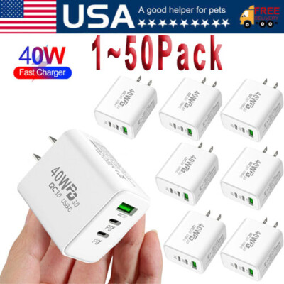 Lot Dual PD 40W Fast Wall Charger Power Adapter For iPhone 15 Pro Max 14 13 12