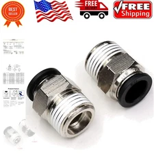 Versatile 1/2 Inch OD Tube Push Lock Fittings for Pneumatic Systems - 2 Pack