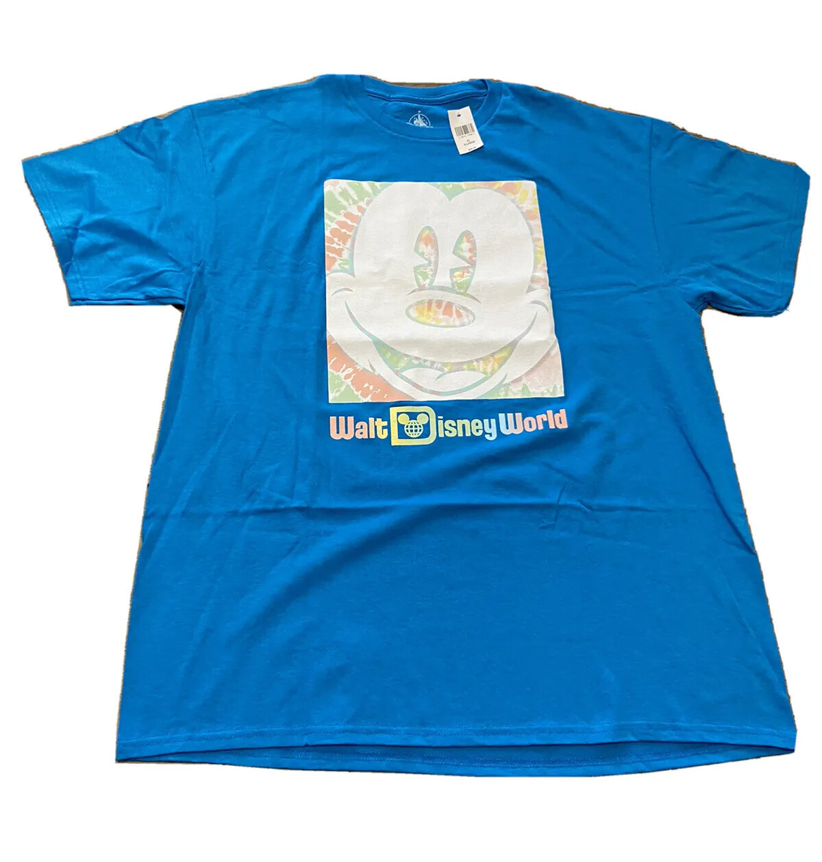 Disney World Mickey Mouse Light Wash Tie-Dye Blue T-Shirt Size XL  