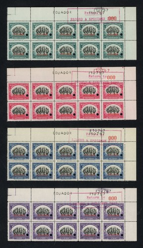 Ecuador Stamps 1940 ABN Specimen Proof Blocks Of 10 Return to Record MNH VF BIV