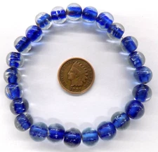 100 Cobalt Heart Lamp African Trade Beads    # T4131 Eye Spacer's     READ !