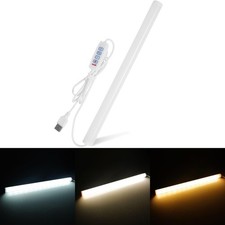 12in LED Light Bar USB 3 Colors White Warm Yellow Magnetic Switch