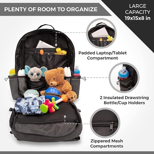 T.O.M. Horizons Sling Diaper Bag for Dad Diaper Changing System Black New - Picture 5 of 12