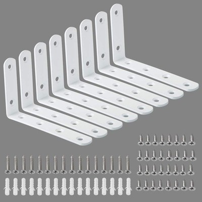 8 Pack 5x3 Inch White Floating Shelf Brackets Heavy Duty L Corner Brace