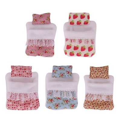 17cm Plush Doll Accessories Figure Doll Pillow and Sleepbag with Flower Pattern