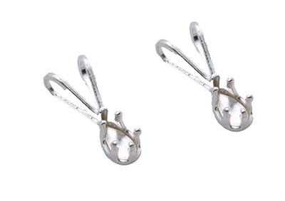 Two 5x3 Pear Snap Tite Sterling Silver Pendant Finding Mounting BXSTCK