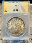 1889 Morgan Silver Dollar * ANACS MS62 * Nice Toning Free Shipping! #7