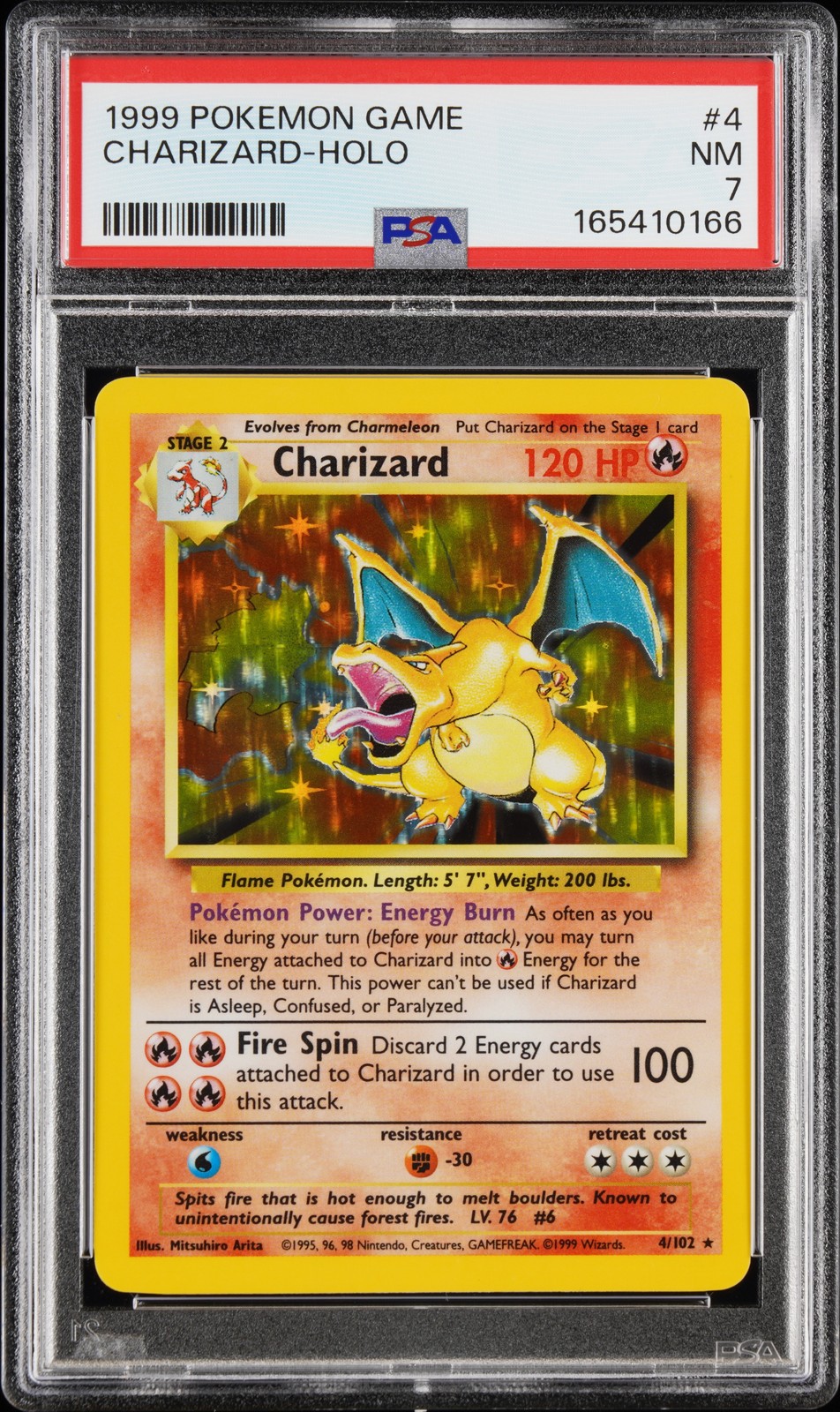 1999 POKEMON BASE SET UNLIMITED #4 CHARIZARD-HOLO PSA 7 view 1