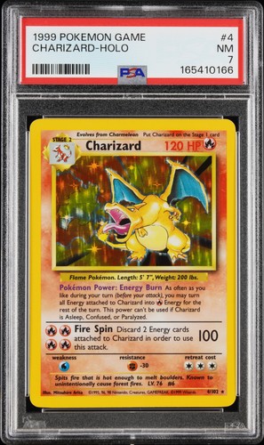 1999 POKEMON BASE SET UNLIMITED #4 CHARIZARD-HOLO PSA 7